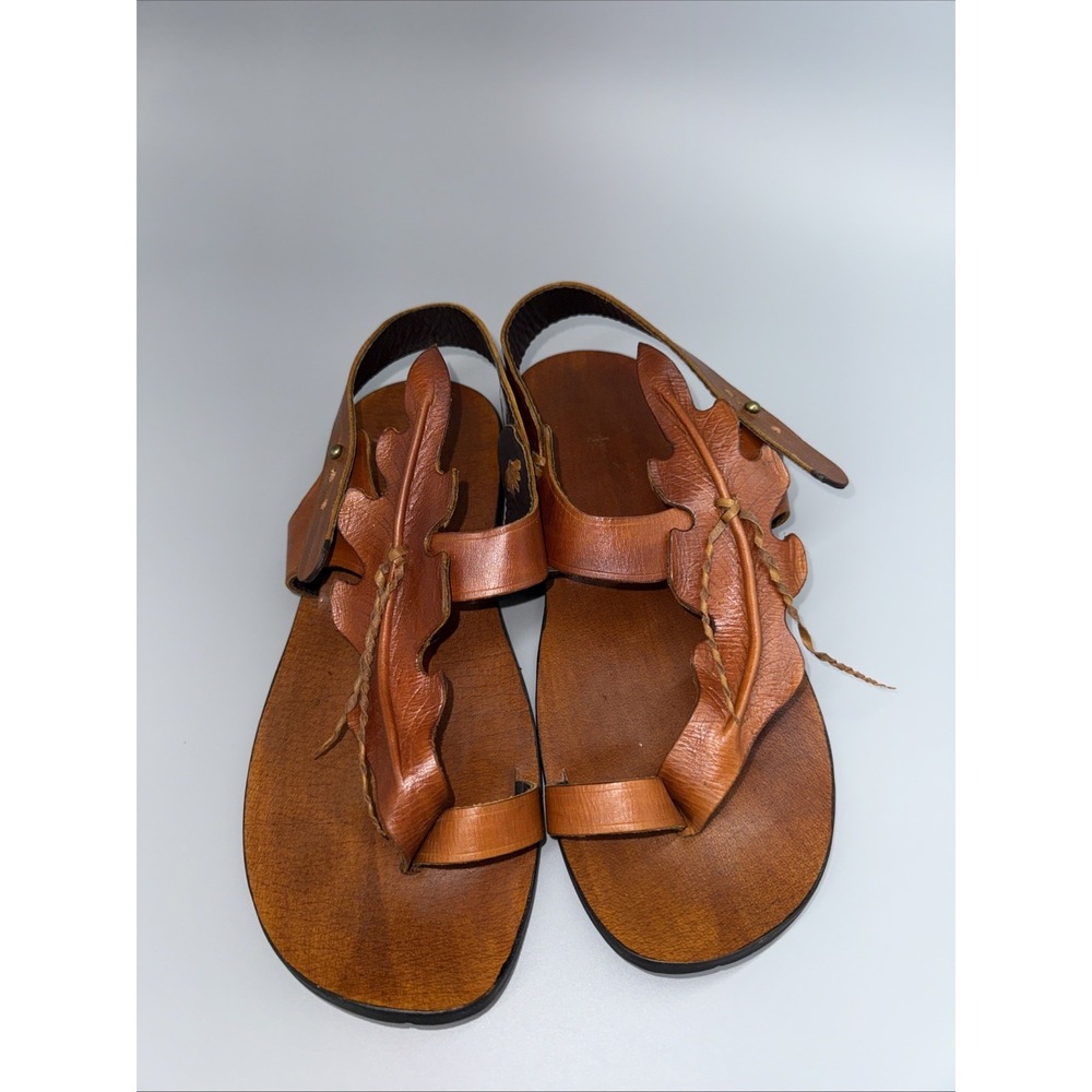 Leather Leaf Embellished Flat Sandals Women's Boho Chic Comfort